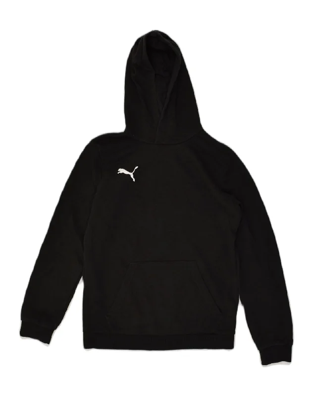 PUMA Boys Hoodie Jumper 13-14 Years Black Cotton