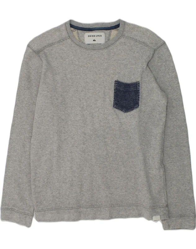 QUIKSILVER Boys Sweatshirt Jumper 13-14 Years Large  Grey Cotton