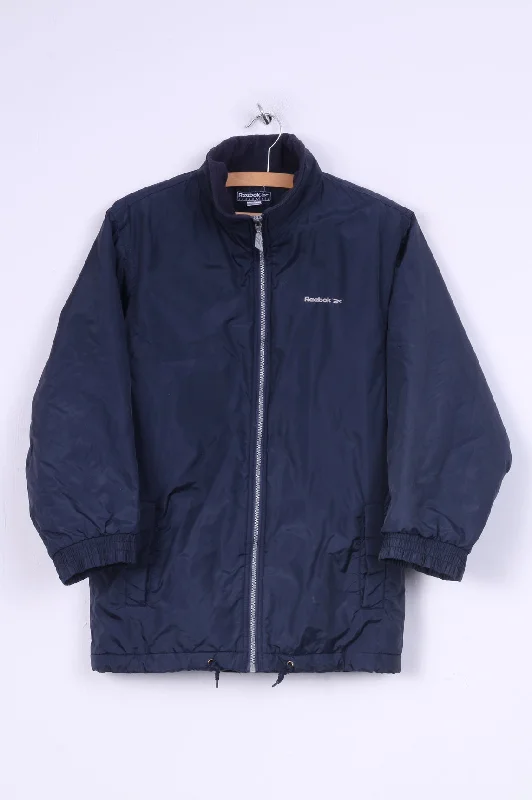 Reebok Essentials Boys 30'' 140cm Jacket Full Zipper Padded Navy Nylon Waterproof