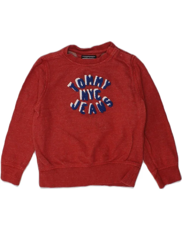 TOMMY HILFIGER Baby Boys Graphic Sweatshirt Jumper 18-24 Months Red Cotton