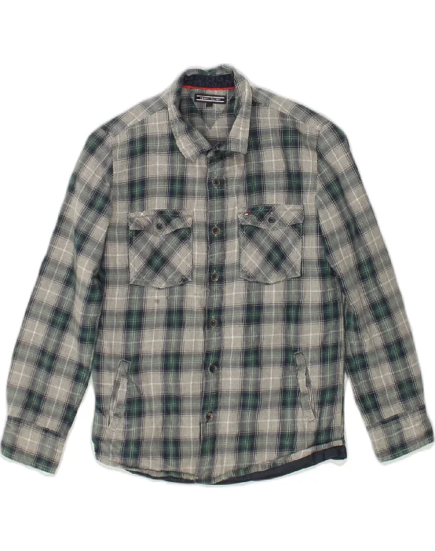 TOMMY HILFIGER Boys Bomber Jacket 9-10 Years Grey Check Cotton