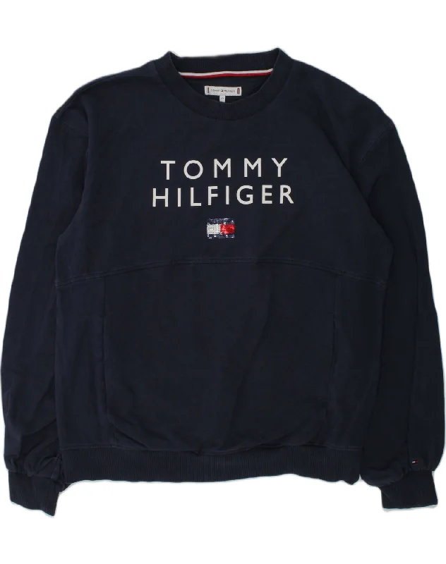 TOMMY HILFIGER Girls Graphic Sweatshirt Jumper 15-16 Years Navy Blue