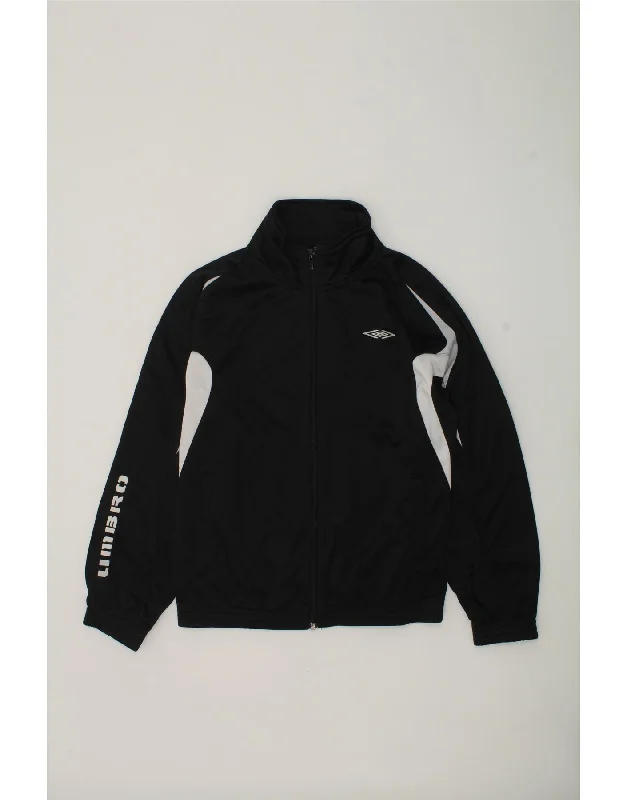 UMBRO Boys Graphic Tracksuit Top Jacket 9-10 Years Black Colourblock