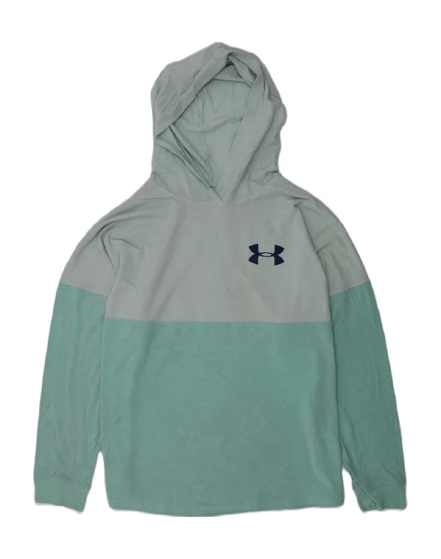 UNDER ARMOUR Boys Graphic Loose Fit Hoodie Jumper 15-16 Years XL Blue