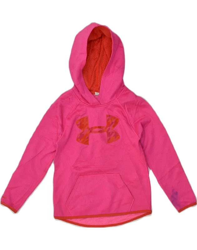 UNDER ARMOUR Girls Graphic Hoodie Jumper 11-12 Years Pink