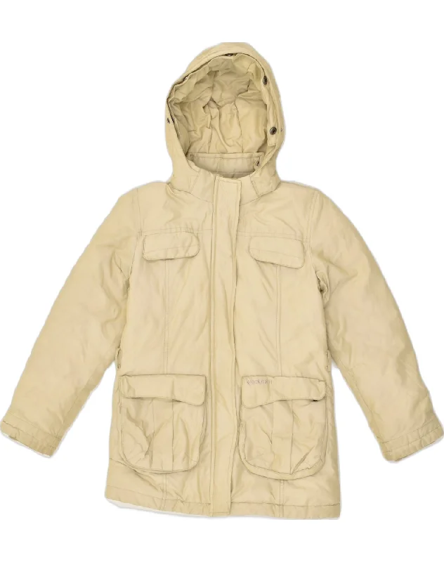 WOOLRICH Girls Hooded Padded Jacket 9-10 Years Beige Polyester